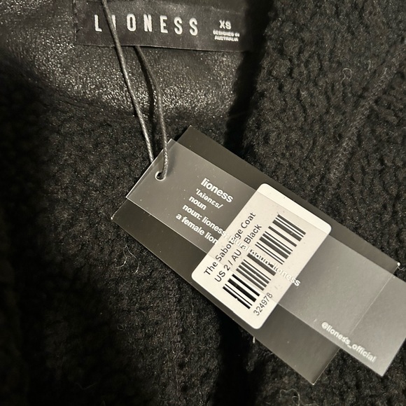 Lioness “The Sabotage” Coat Black Teddy Moto Jacket Size XS NWT - Picture 6 of 6